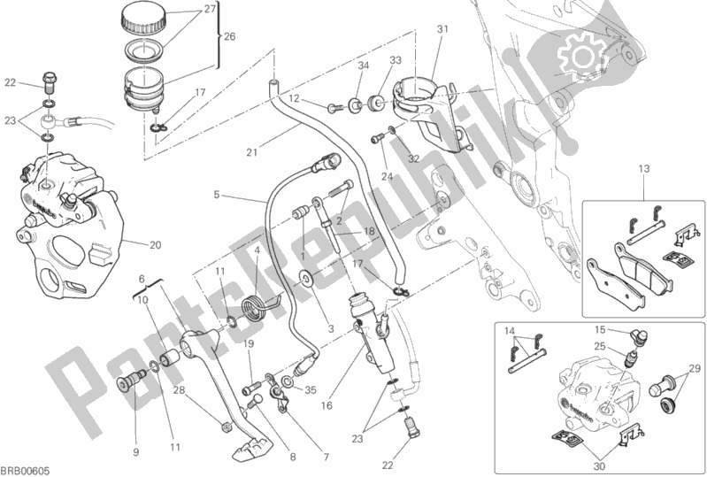 Wszystkie części do Tylny Uk? Ad Hamulcowy Ducati Multistrada 950 S USA 2020